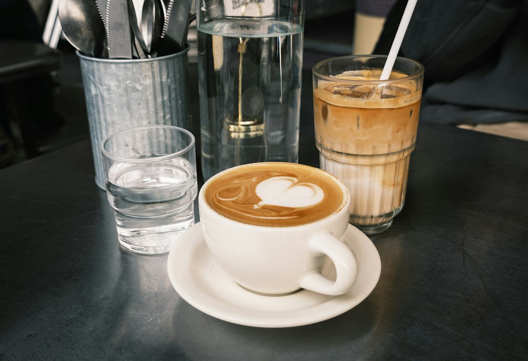 Coffee with latte art and iced coffee drinks