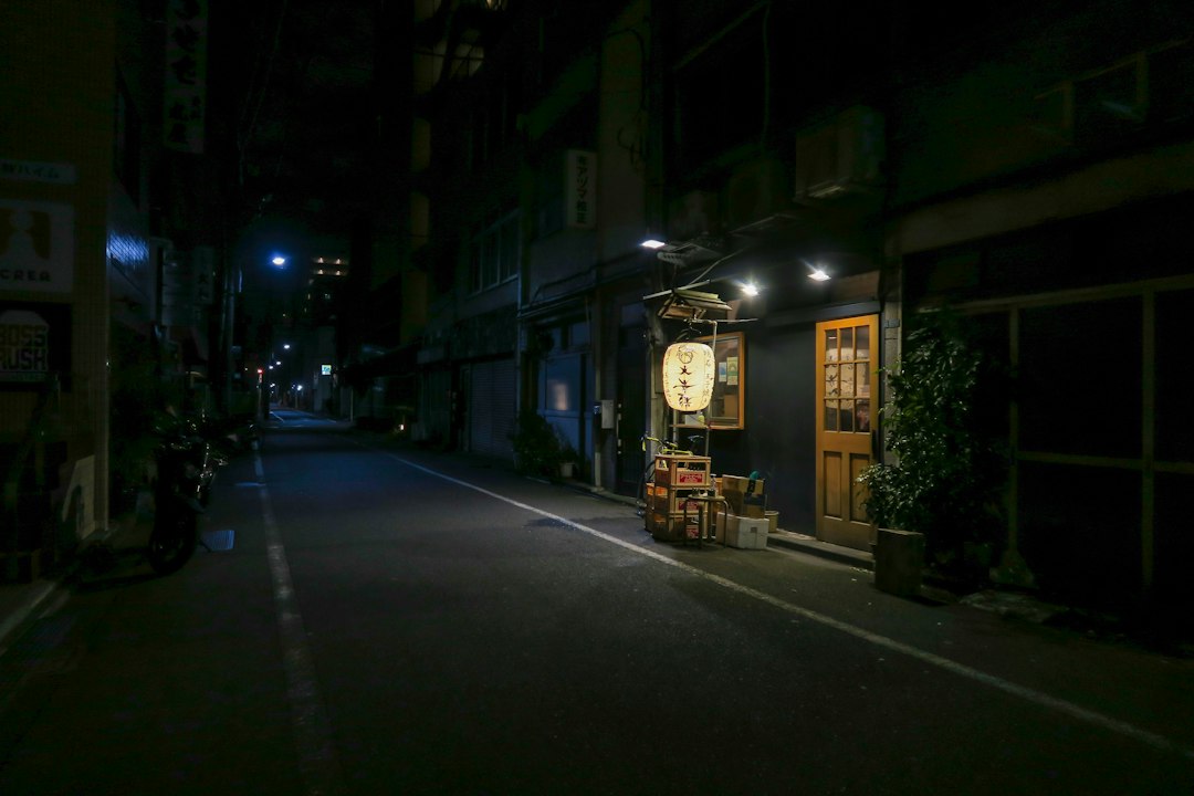 提灯が並ぶ日本の飲み屋街の夜の通り