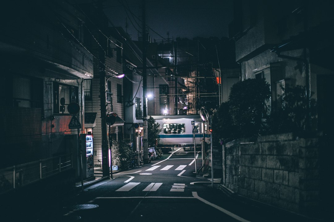 narrow japanese street at night